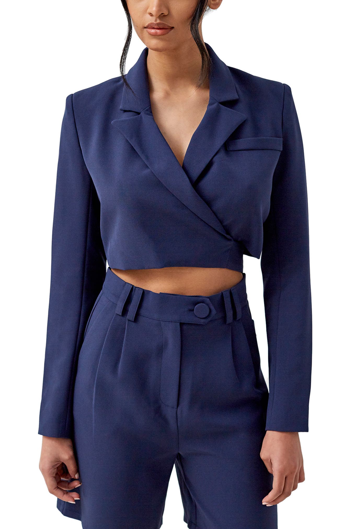 cropped blue blazer