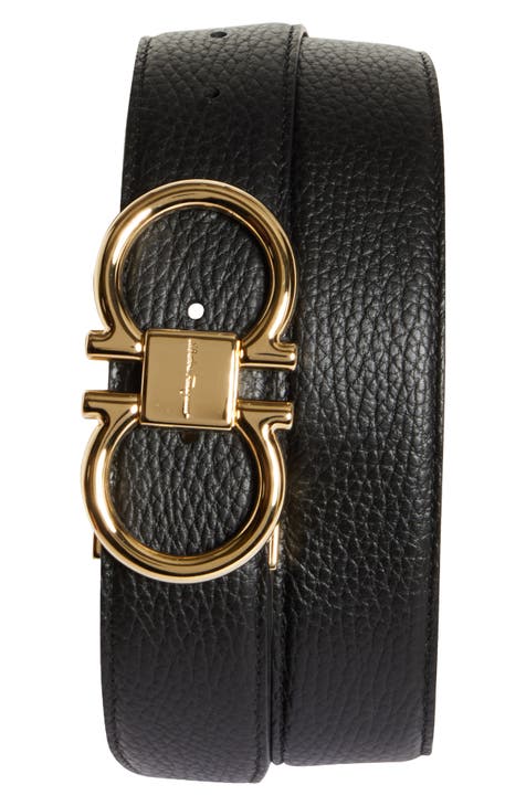 Ferragamo Men Reversible and Adjustable Gancini Belt Black