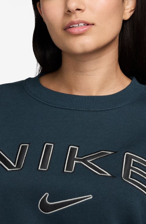 Nike Phoenix Oversize Logo Fleece Sweatshirt In Armory Navy/photon Dust