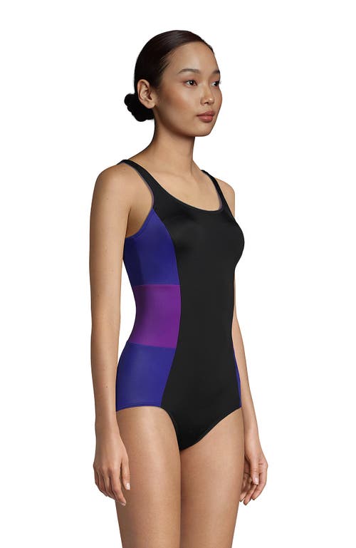 Lands' End Mastectomy Chlorine Resistant Tugless One Piece Swimsuit Soft Cup In Black