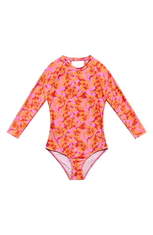 Beach Lingo Delia Delight Cutout Long Sleeve One-piece Swimsuit In Orange