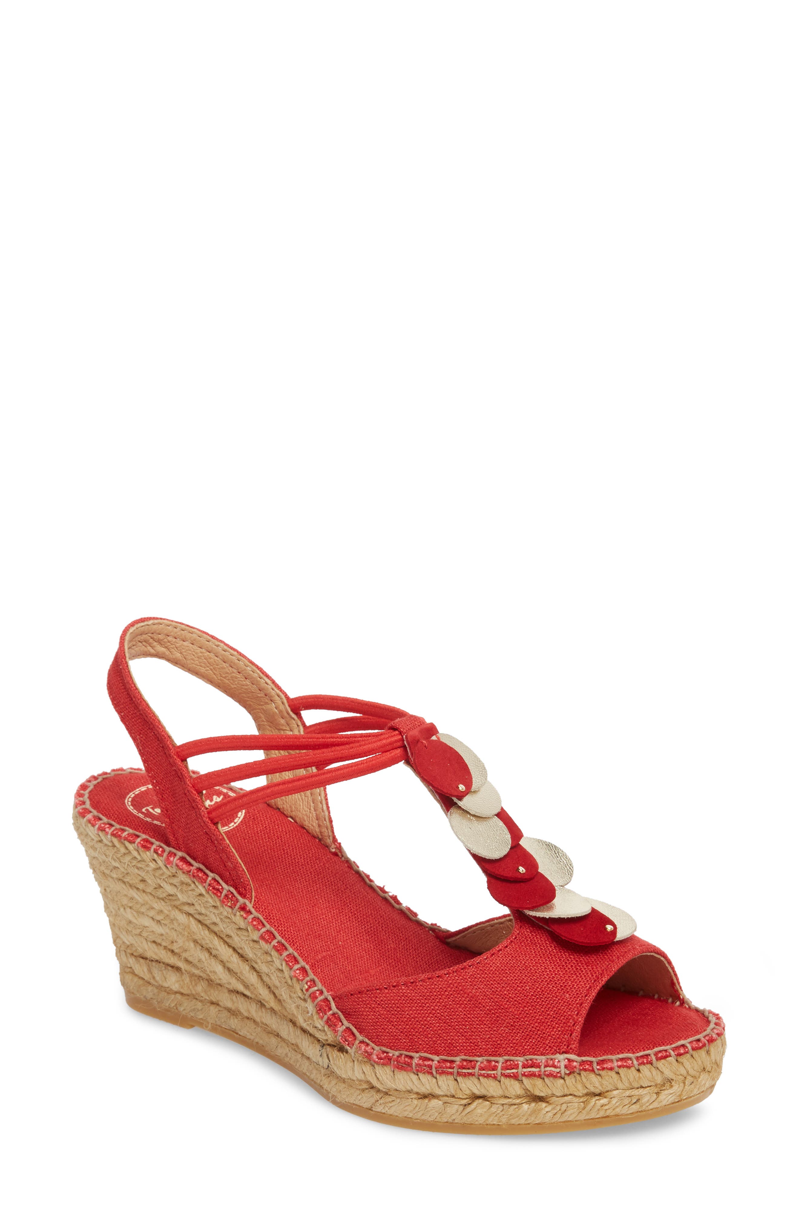 Valencia Wraparound Espadrille Wedge in Red Fabric at Nordstrom Nordstrom Women Shoes High Heels Wedges Wedge Sandals 