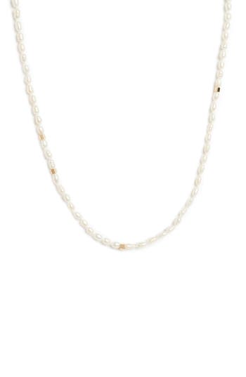 Allsaints 8–8.5mm Freshwater Pearl Collar Necklace In Pearl/gold