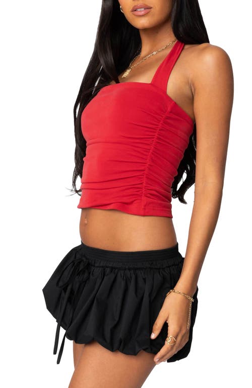 Shop Edikted Nyrah Stretch Crop Halter Top In Red