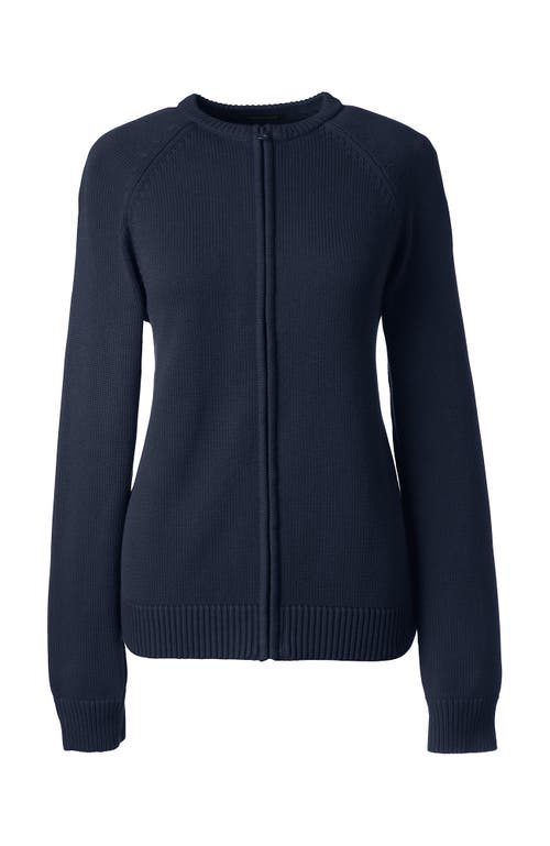 LANDS' END LANDS' END SCHOOL UNIFORM COTTON MODAL ZIP-FRONT CARDIGAN SWEATER