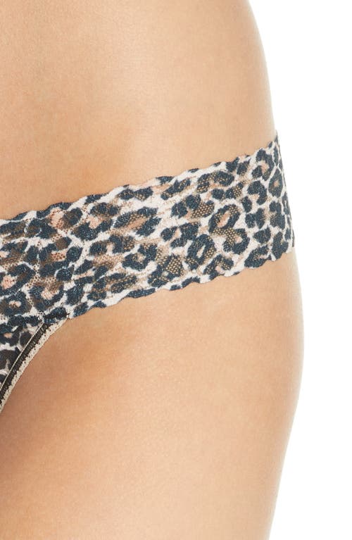 Shop Hanky Panky Classic Leopard Original Rise Lace Thong In Brown/black