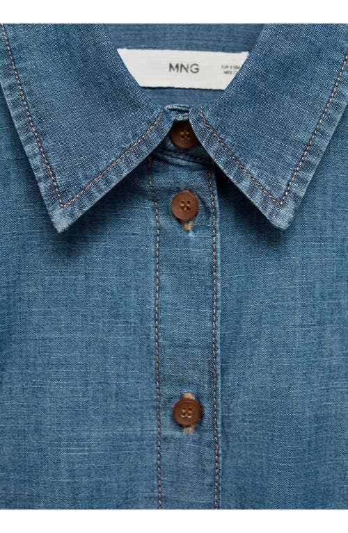 Mango Nonstretch Denim Button-up Shirt In Open Blue