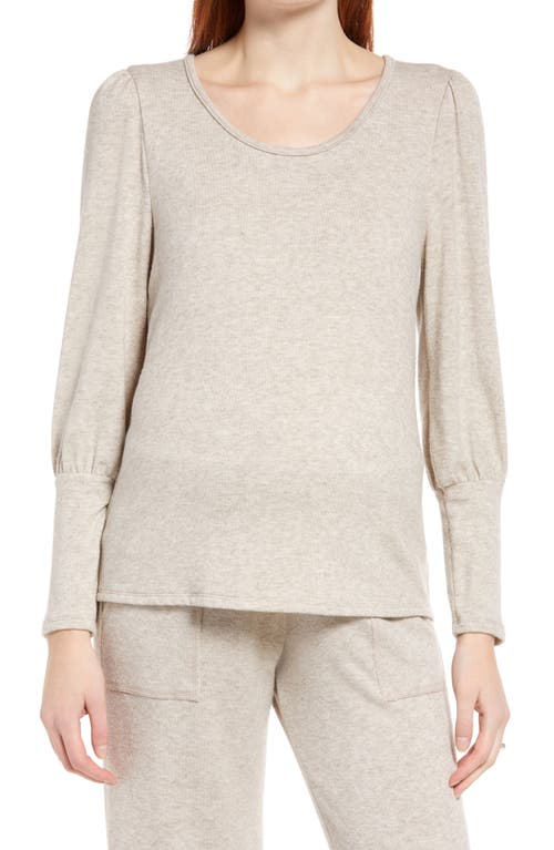 Maternal America Scoop Neck Maternity Top in Oatmeal