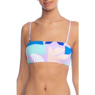 The Bikini Lab Modern Lace-Up Back Bandeau Bikini Top, Purple
