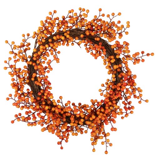 Northlight 18" Red And Orange Berries Artificial Fall Harvest Twig Wreath 18" Unlit In Red