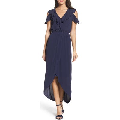 Fraiche By J Cold Shoulder Maxi Dress, Blue