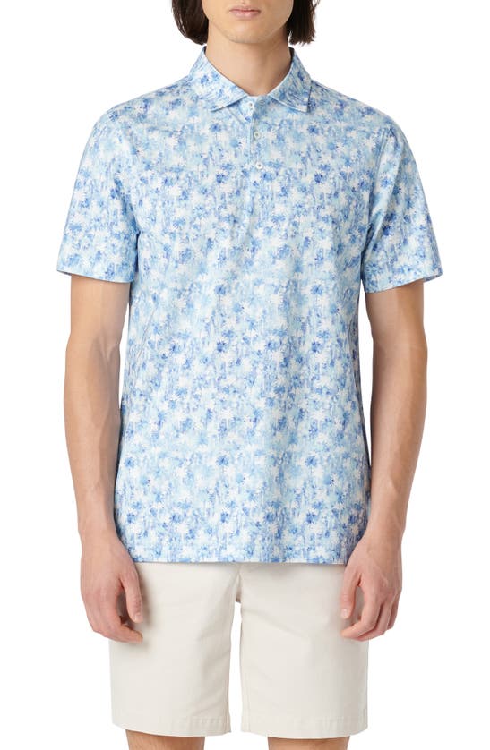 Bugatchi Victor Ooohcotton® Palm Tree Print Polo In Azure