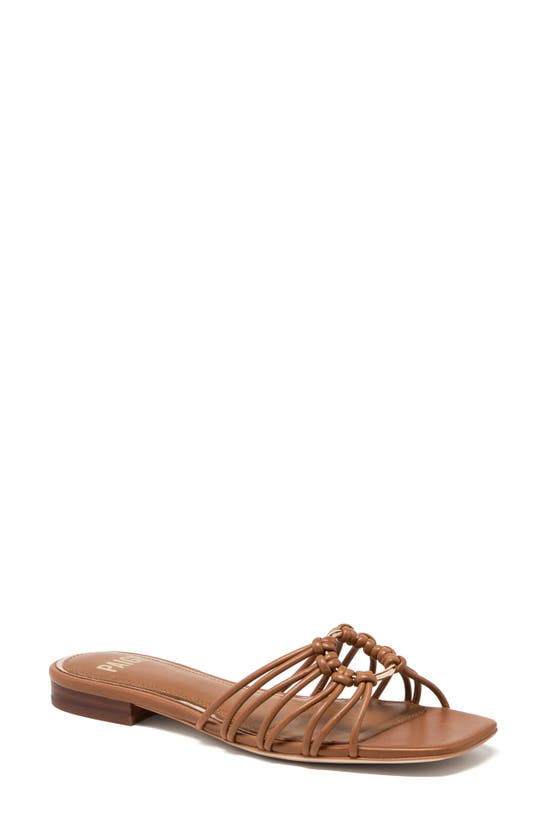 Paige Daya Caged Leather Slide Sandals In Cognac | ModeSens