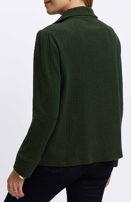Foxcroft Sammy Cable Knit Long Sleeve Popover Sweater In Dark Green In Dark Green