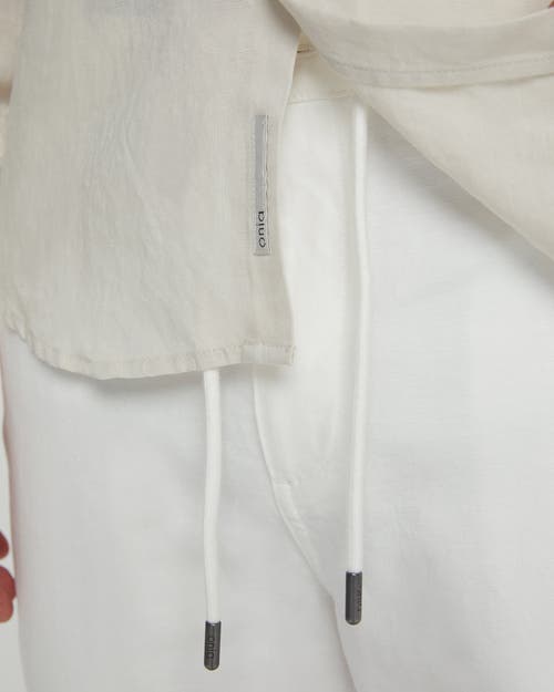 Onia Air Linen Long Sleeve Shirt In Stone
