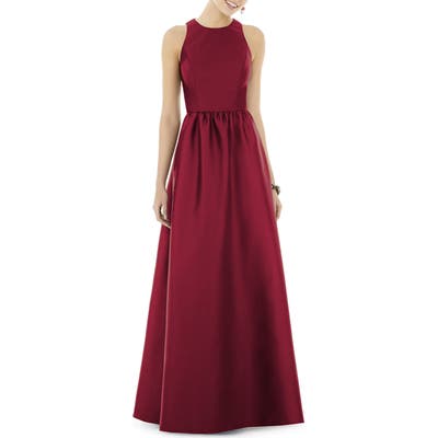 Alfred Sung Sateen Gown, Burgundy