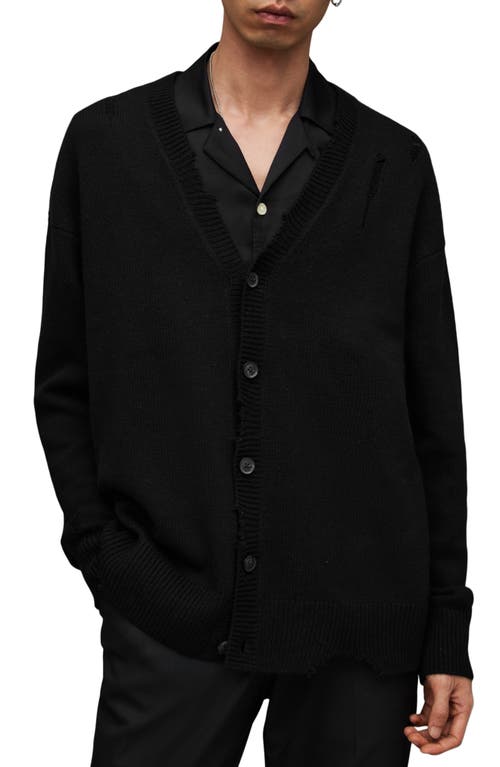 AllSaints Vicious Wool Blend Cardigan in Black at Nordstrom, Size Xx-Large