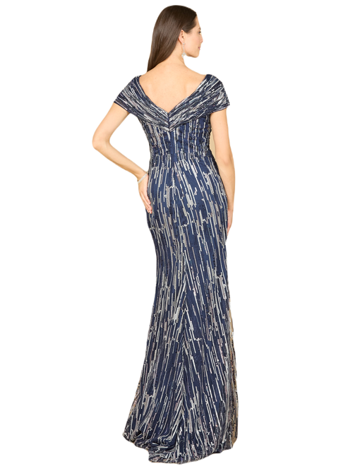 Lara New York Mermaid Lace Gown In Navy