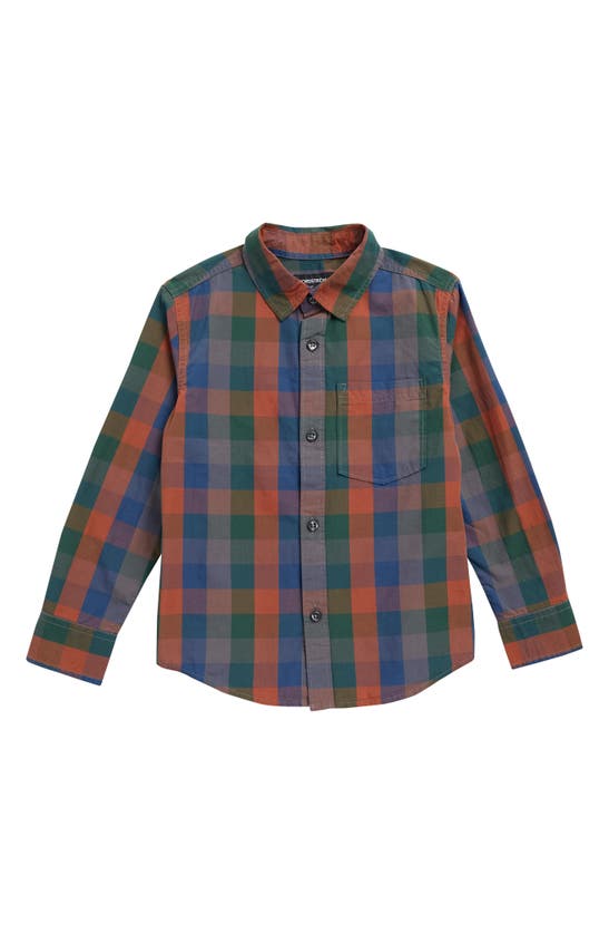 Nordstrom Kids' Stripe Poplin Button-up Shirt In Green Pinecone Multi Plaid