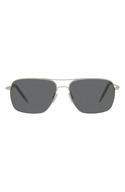 Oliver Peoples Clifton 58mm Polarized Rectangular Sunglasses in Slv Mirror at Nordstrom