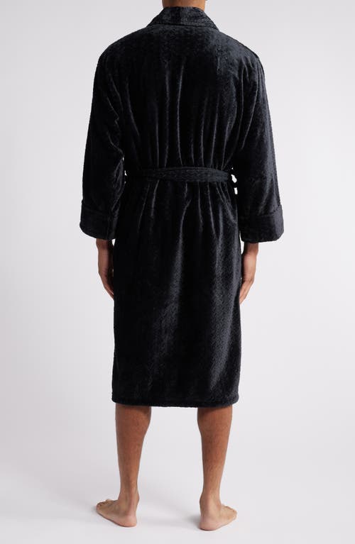 Shop Daniel Buchler Mosaic Texture Fleece Robe In Black