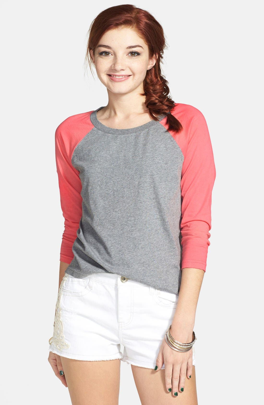 BP. Three Quarter Sleeve Baseball Tee (Juniors) Nordstrom