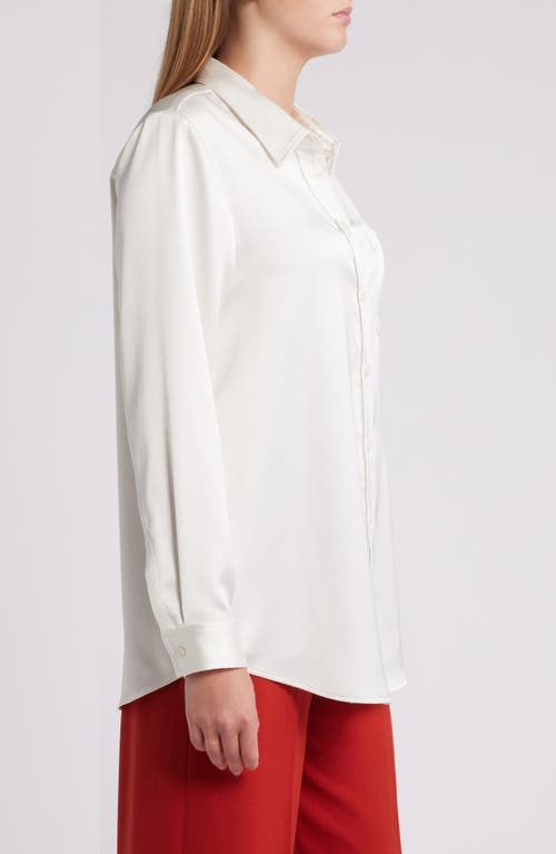 Shop Tahari Asl Satin Shirt In Ivory