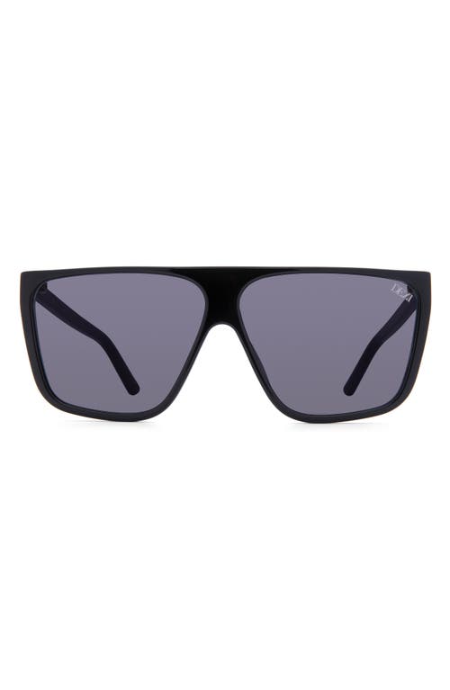 Type B 63mm Oversize Flat Top Sunglasses in Black/Dark Smoke