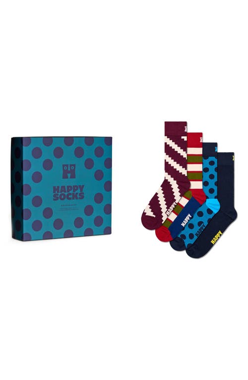 Happy Socks Assorted 4-Pack Vintage Socks Gift Box in Navy 