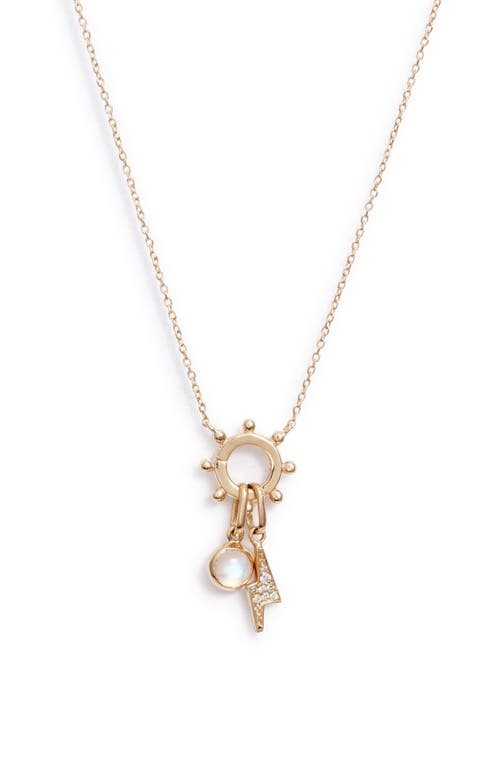 Anzie Dew Drop Mini Charm Cluster Necklace in Moonstone