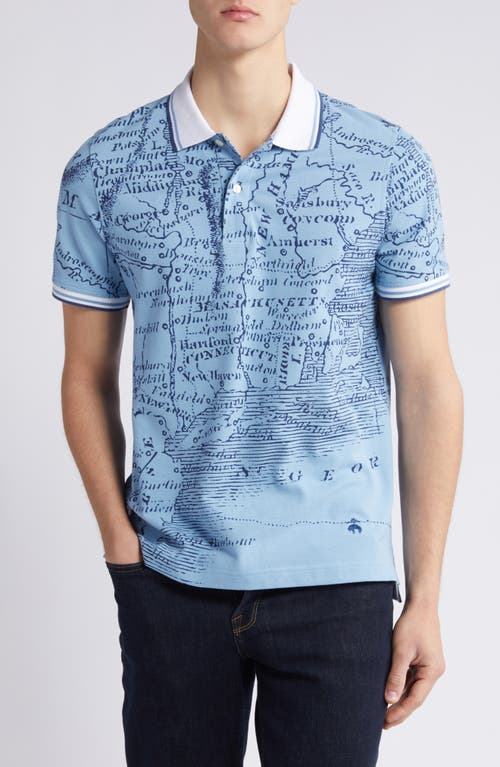 Brooks Brothers Map Print Polo Blue Multi at Nordstrom,