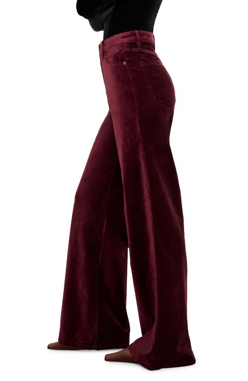 Shop Good American Good Skate High Waist Velvet Wide Leg Pants In Oxblood002