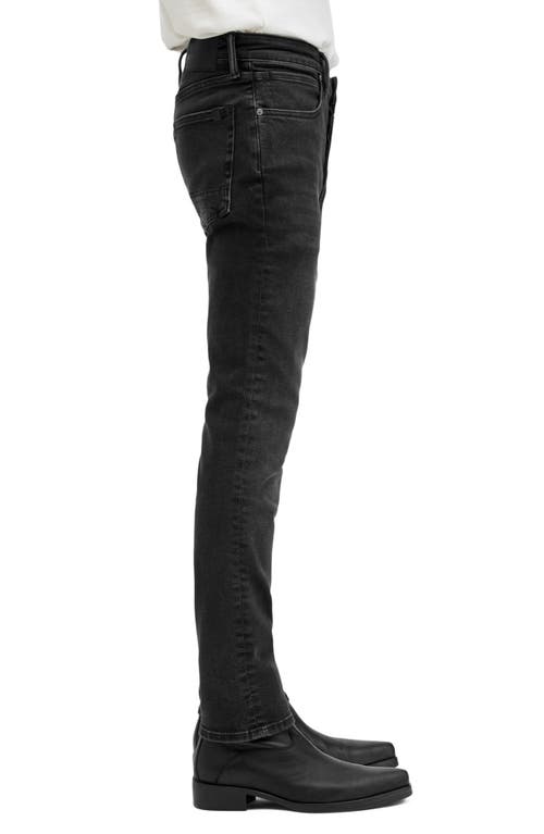 Allsaints Mens Washed Black Sid Skinny-leg Stretch-organic-cotton-blend Jeans