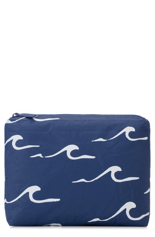 Small Water Resistant Tyvek Zip Pouch in White On Navy