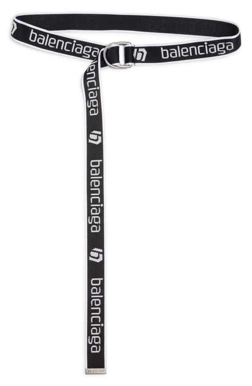 Shop Balenciaga D-ring Webbed Belt In Black/white