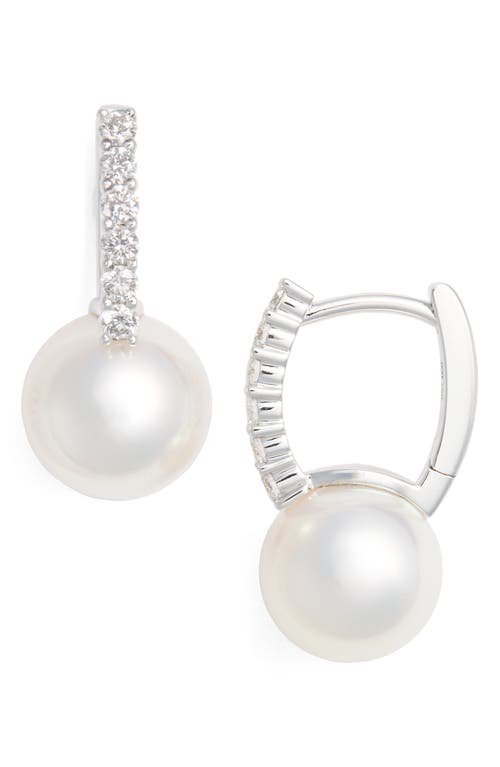 Mikimoto Diamond & Akoya Cultured Pearl Earrings in White Gold