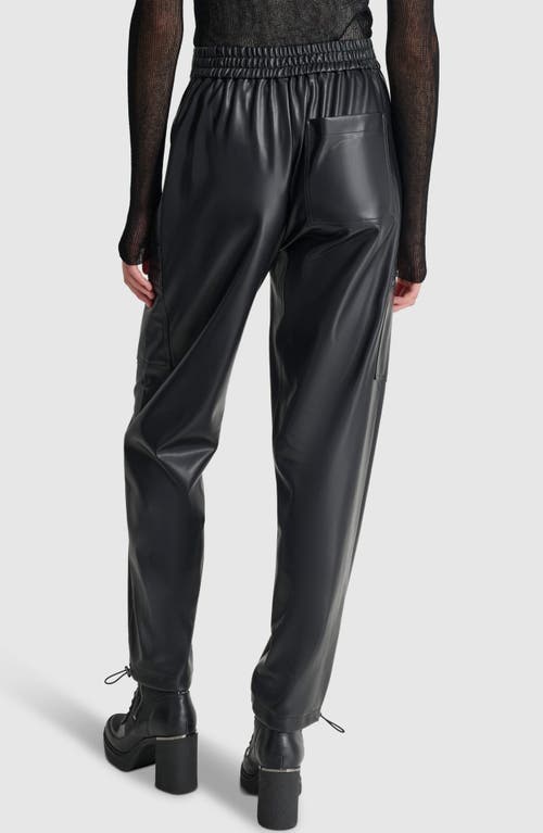 Shop Dkny Faux Leather Cargo Pants In Black