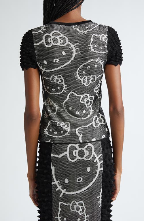 Shop Chet Lo X Sanrio Hello Kitty® Spike Knit Short Sleeve Sweater In Black/white