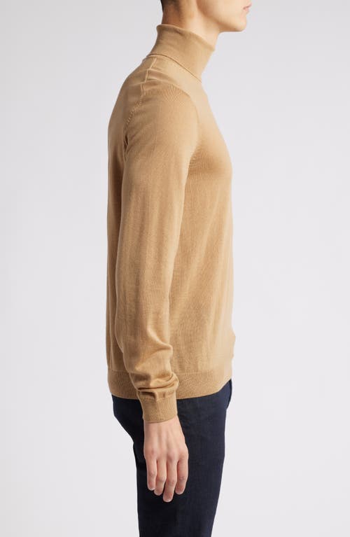 Hugo Boss Boss Musso Virgin Wool Turtleneck Sweater In Medium Beige