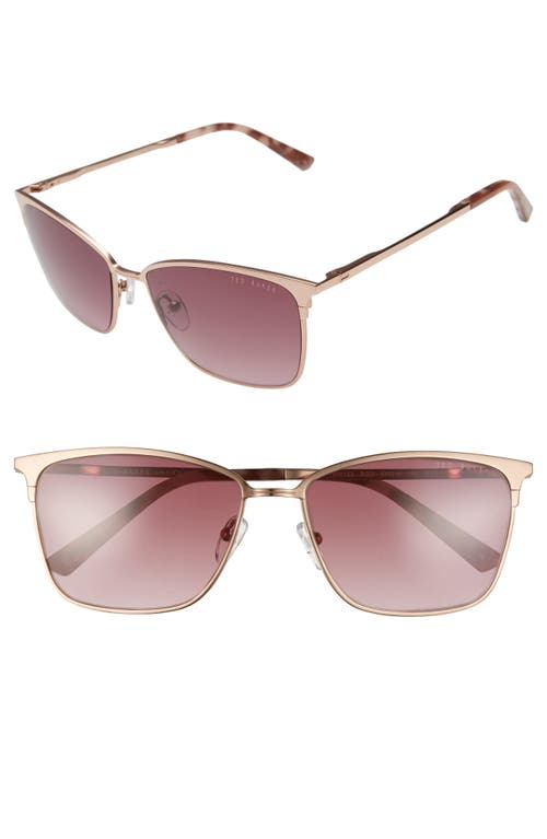57mm Gradient Rectangle Sunglasses in Rose Gold