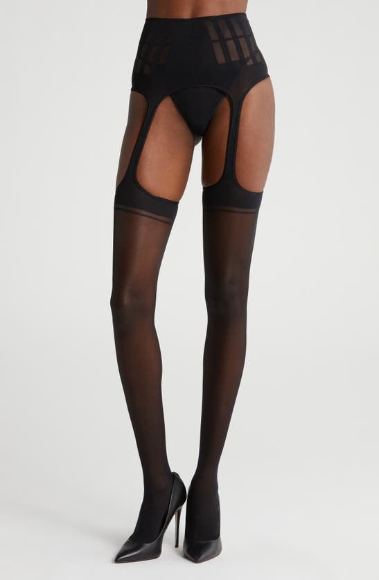 Shop Oroblu Magnetic Cutout Tights In Black