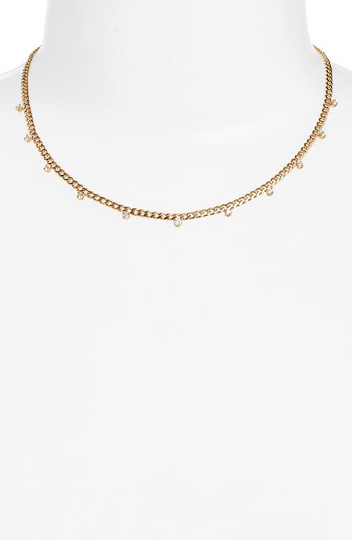 Shop Zoë Chicco 14k Gold Curb Chain Diamond Station Necklace In Yellow Gold