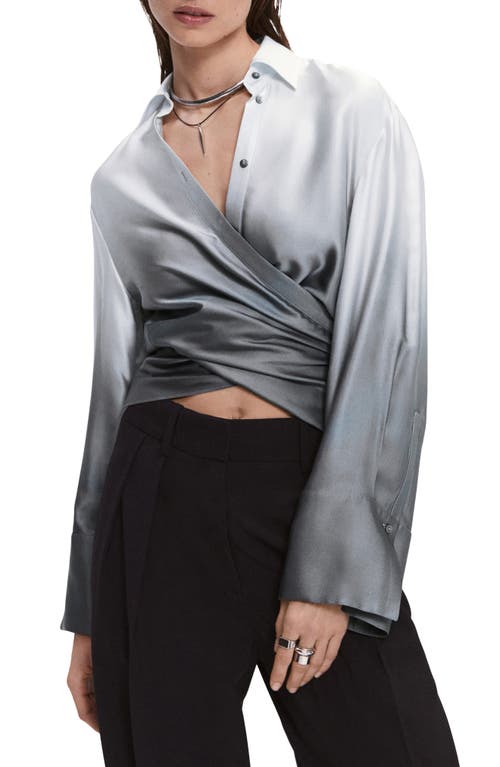MANGO Ombré Wrap Front Shirt in Grey at Nordstrom, Size 6