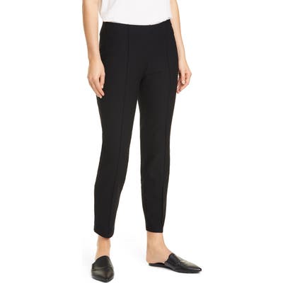 Eileen Fisher Center Pleat Ankle Pants, Black