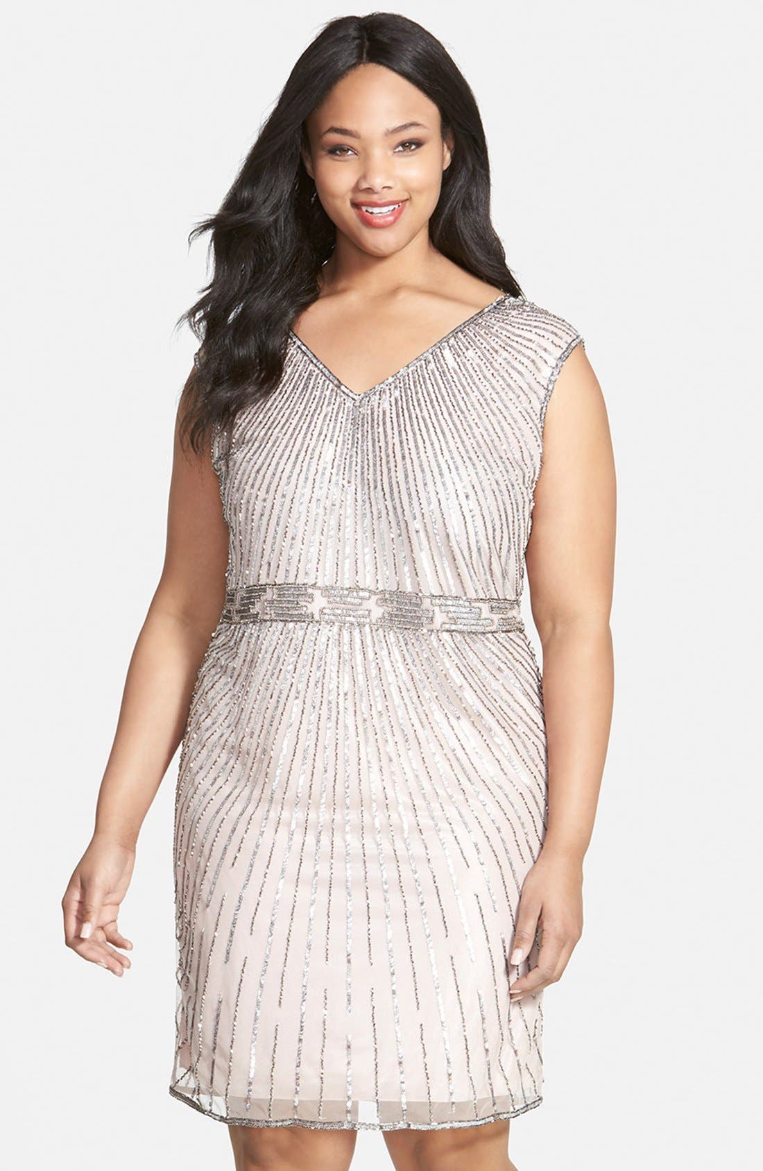J Kara Beaded VNeck Cocktail Dress (Plus Size) Nordstrom