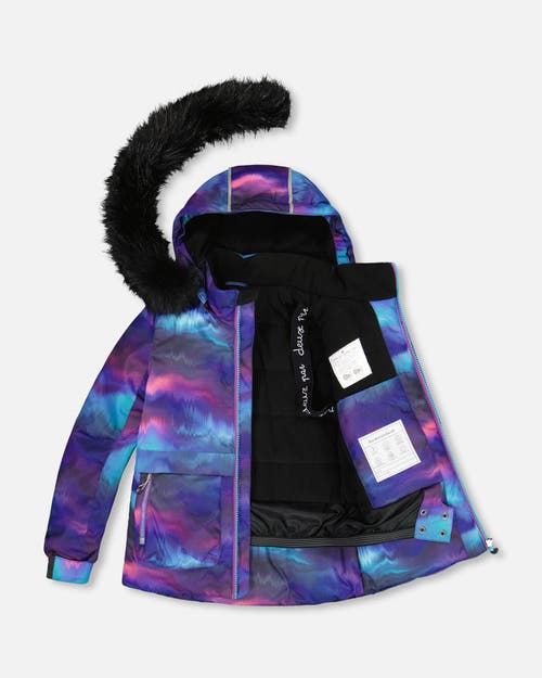 Shop Deux Par Deux Girl's Two Piece Snowsuit Printed Purple Aurora Borealis