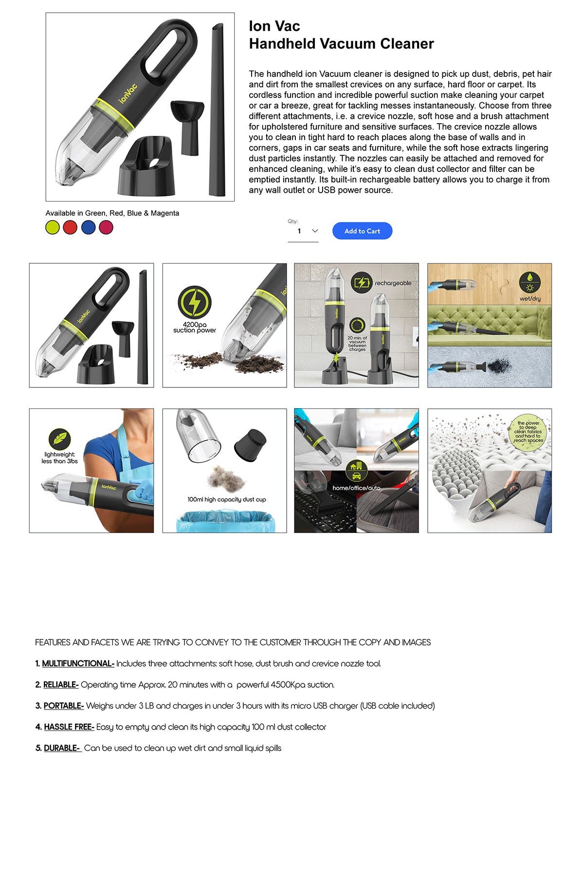 TZUMI ionvac Cordless Vacuum 