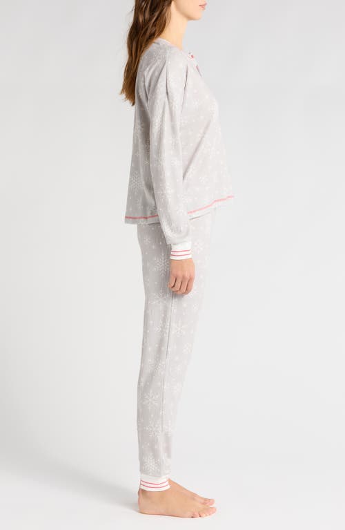 Shop Pj Salvage Waffle Knit Henley Pajamas In Frost Gray