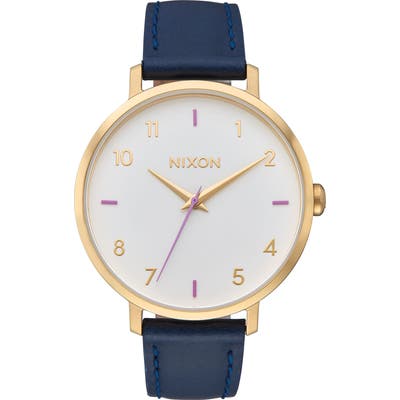 Nixon The Arrow Leather Strap Watch,