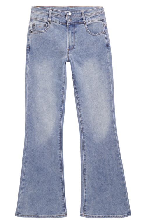 Shop Tractr Kids' Star Snap Flare Jeans In Blue Wash